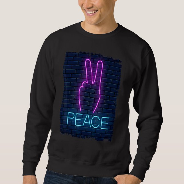 90s Peace Love Hand Sign Peace Sweatshirt (Front)