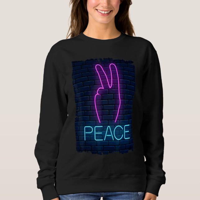 90s Peace Love Hand Sign Peace Sweatshirt (Front)