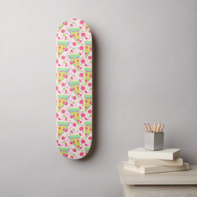 90s pizza party skateboard (Wall Art)