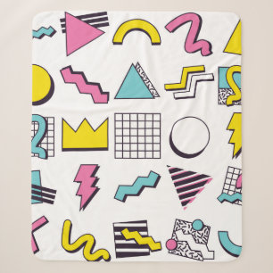90's Pop Memphis Design Elements Sherpa Blanket
