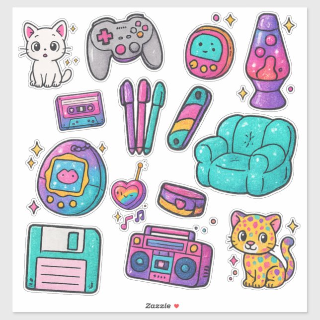 90s Prop Pack Stickers – Glitter (Sheet)