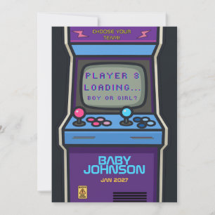 90s Retro Arcade Gender Reveal Player 3 Loading B Invitation