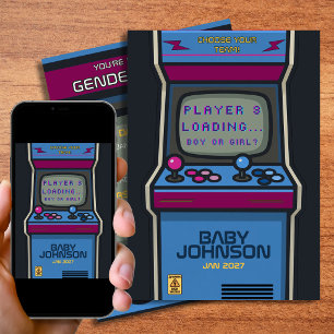90s Retro Arcade Gender Reveal Player 3 Loading B Invitation