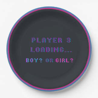 90s Retro Arcade Gender Reveal Player 3 Loading Paper Plate