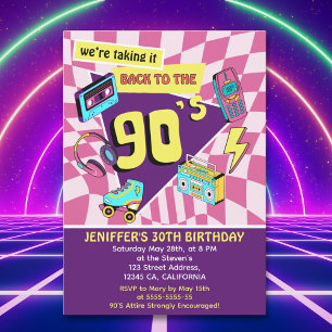 "90's Retro Birthday 30th Vintage Vibes  Invitation
