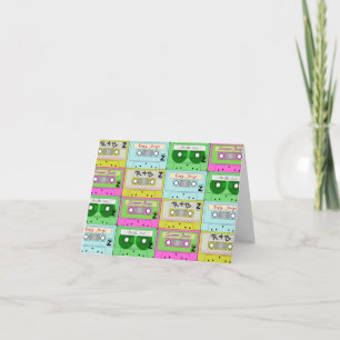 90s Retro Colourful Music Cassettes  Card
