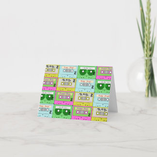 90s Retro Colourful Music Cassettes Card