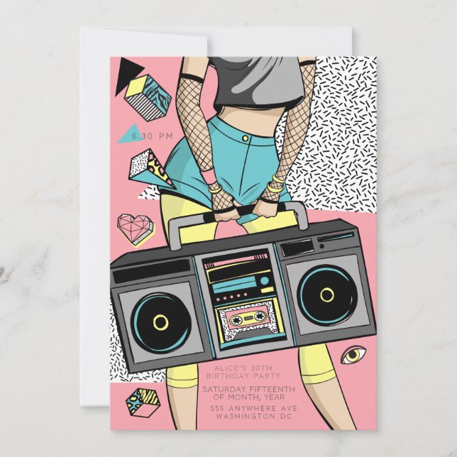 90s Retro Era Theme Party Event Invitation (Front)