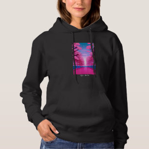 90's Retro Japanese Vaporwave Cherry Blossom Aesth Hoodie