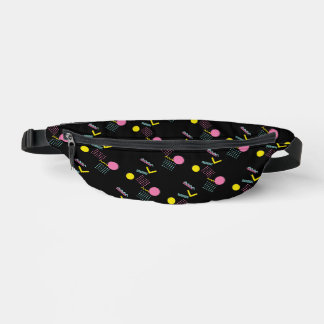 90s Retro Memphis Pattern on Black Bum Bags