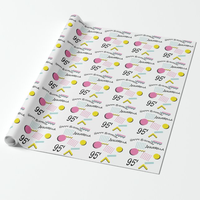 90s Retro Memphis Pattern Wrapping Paper (Unrolled)