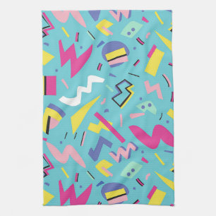 90s Retro Pop Art Pattern Tea Towel