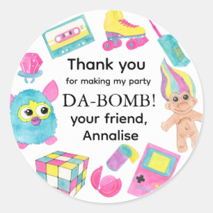 90s Retro Pop Culture Birthday Party Stickers