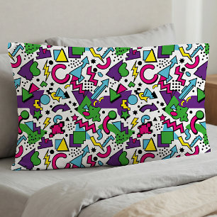 90s Retro Purple Turquoise Green Memphis Style Pillowcase