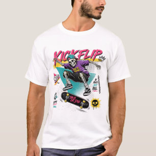 90s Retro Skateboard Skeleton Kickflip Rad T-Shirt