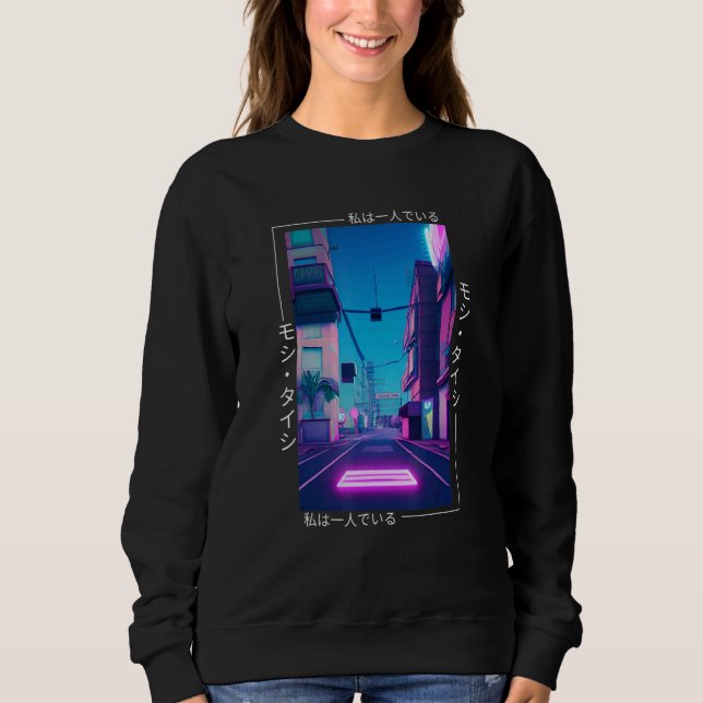 90's Retro Synthwave Japanese Vaporwave Otaku Aest Sweatshirt (Front)