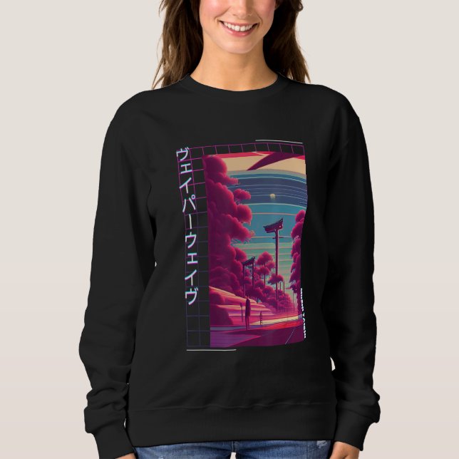 90's Retro Synthwave Japanese Vaporwave Otaku Aest Sweatshirt (Front)