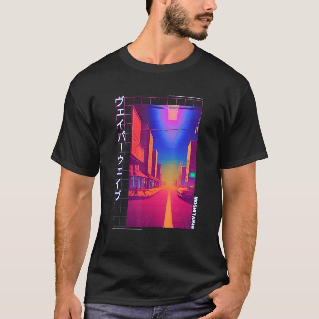90's Retro Synthwave Japanese Vaporwave Otaku Aest T-Shirt (Front)