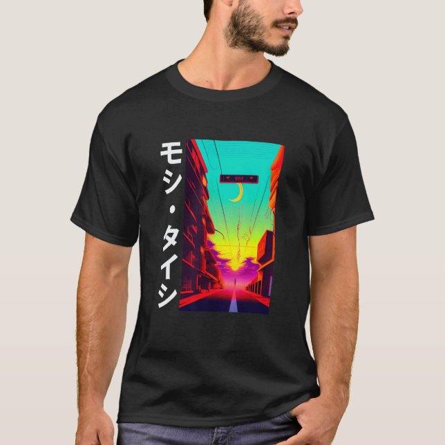 90's Retro Synthwave Japanese Vaporwave Otaku Aest T-Shirt (Front)
