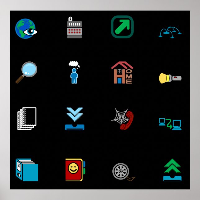 90s Retro Tech and Web Icon Pattern Poster (Front)