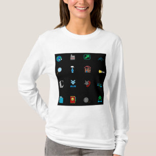 90s Retro Tech and Web Icon Pattern T-Shirt