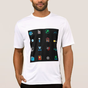 90s Retro Tech and Web Icon Pattern T-Shirt