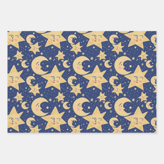 90s retro Wrapping Paper Flat Sheet Set of 3 (Front)