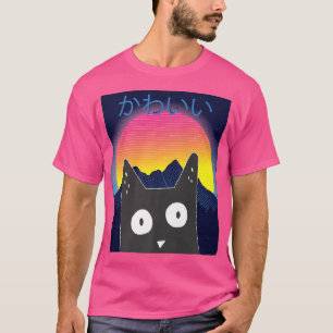 90s Retrowave Kawaii Cat Japanese Indie Aesthetic T-Shirt