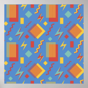 90s seamless pattern. Memphis background. Geometri Poster