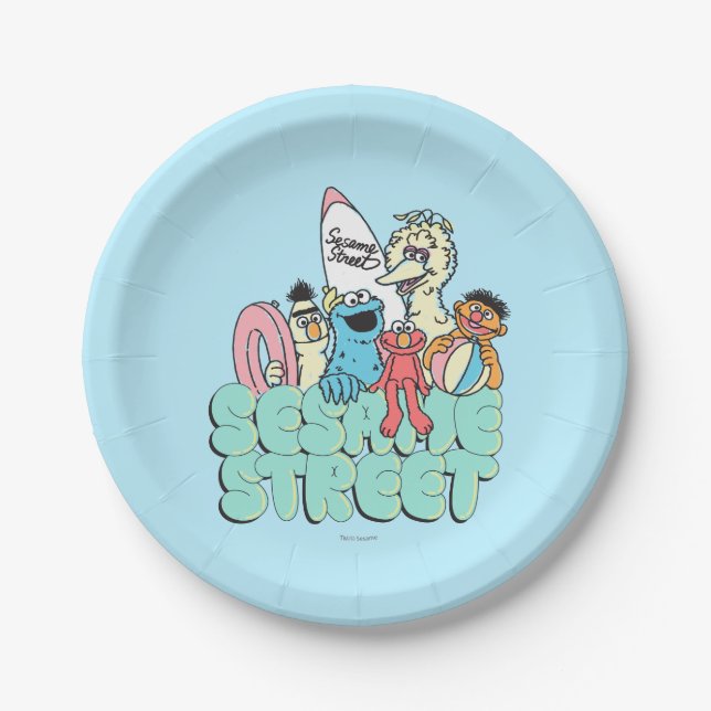 90's Sesame Street Vintage Surf Paper Plate (Front)