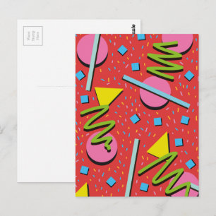 90s shapes pattern postcard