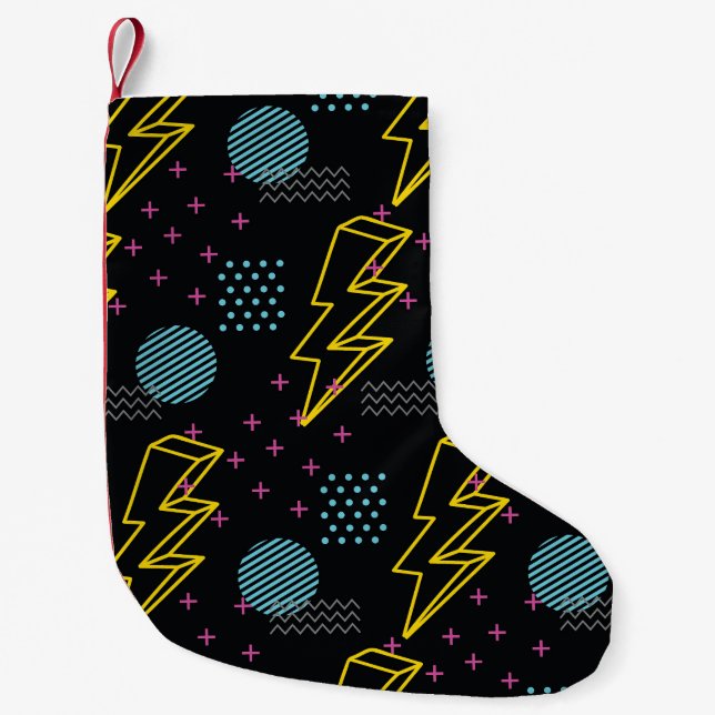 90's style: colourful abstract pattern small christmas stocking (Front)