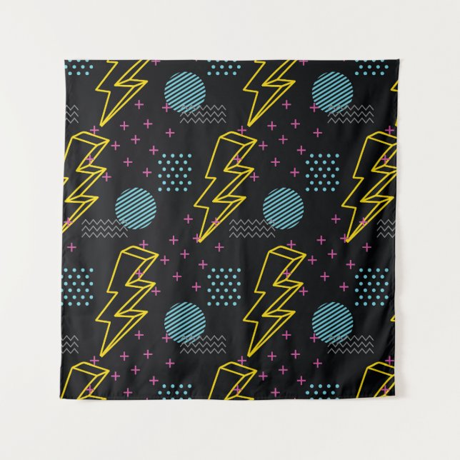 90's style: colourful abstract pattern tapestry (Front)