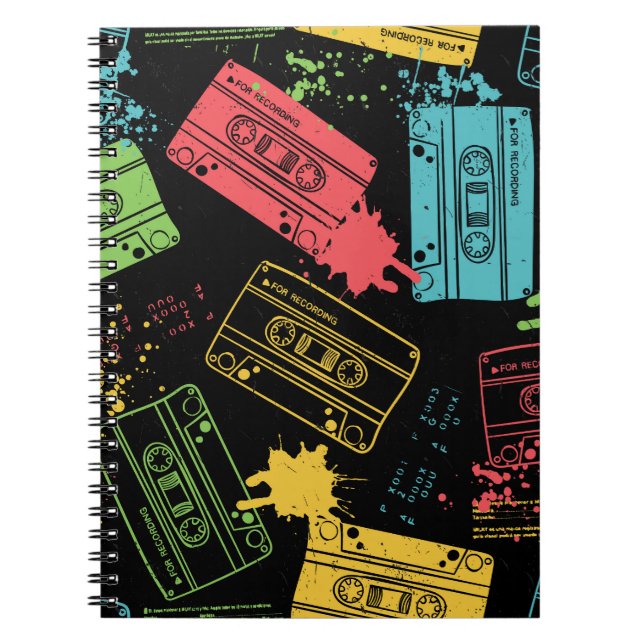 90s Style Cool Grunge Cassettes Notebook (Front)