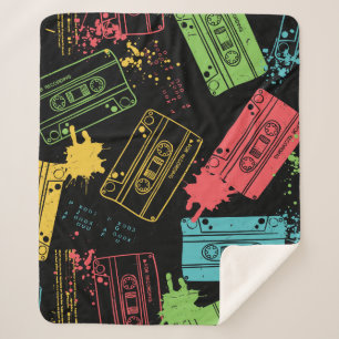 90s Style Cool Grunge Cassettes Sherpa Blanket