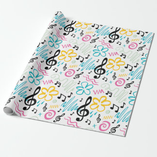 90s Style Treble Clef Music Wrapping Paper