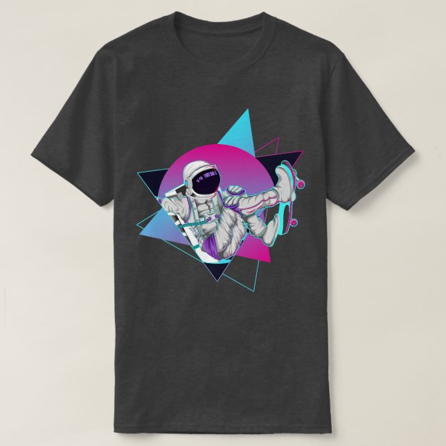 90s Synthwave Skateboarder Outer Space Vaporwave A T-Shirt (Design Front)