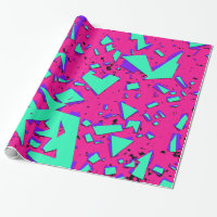 90s Teal and Pink Abstract Geometric Pattern