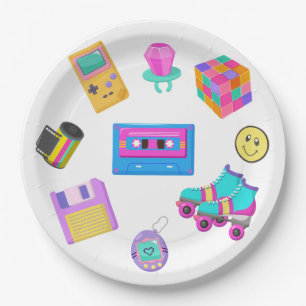 90s Theme Retro Birthday Party Paper Plates