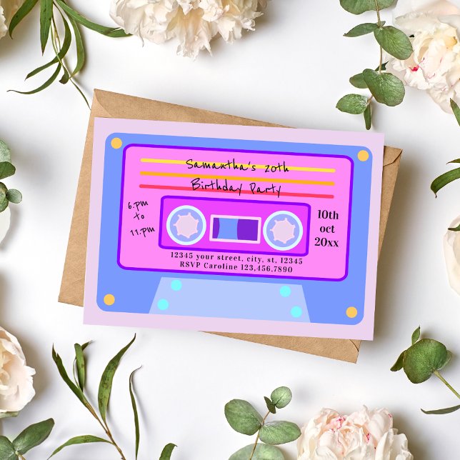 90's Vaporwave Pastel Cassette Birthday Party Invitation (Creator Uploaded)