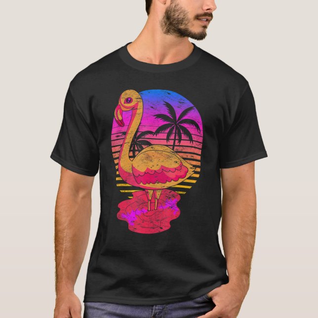 90s Vaporwave Summer Vibes Zoo Animal Bird Exotic  T-Shirt (Front)