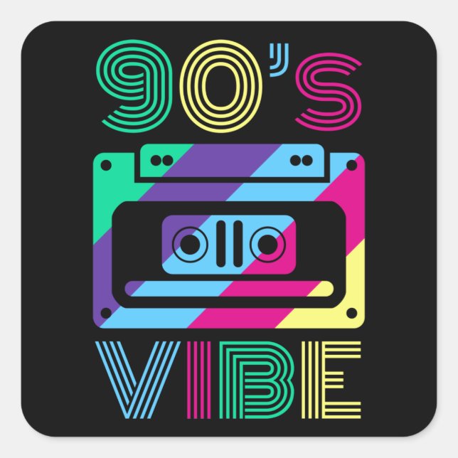 90s Vibe 90's themed Party Outfit Mum Dad Square Sticker (Front)