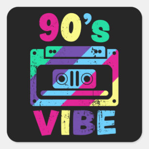 90s Vibe Retro Aesthetic 90's Costume Party Outfit Square Sticker