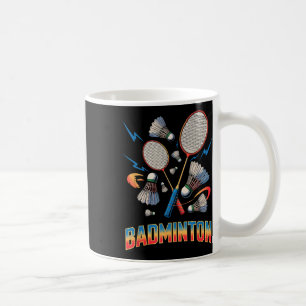 90s Vintage Badminton Player Shuttle Racket Coffee Mug