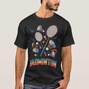 90s Vintage Badminton Player Shuttle Racket T-Shirt