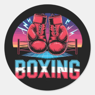 90s Vintage Boxing Gloves Fighter Boxer  Classic Round Sticker