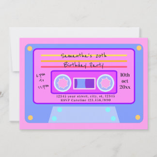 90's Y2K Bubblegum Pink Cassette 20 Birthday Party Invitation