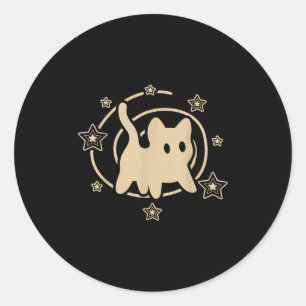 90s Y2k Scary Tomcat Cat Is Scared Under Starry Ta Classic Round Sticker