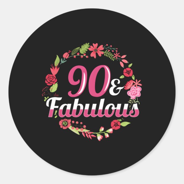 90Th 90 And Fabulous Classic Round Sticker (Front)