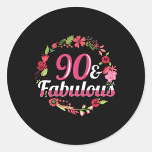 90Th 90 And Fabulous Classic Round Sticker